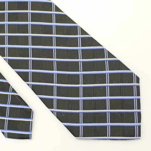Van Heusen‎ Black Blue Check Silk Tie - Picture 1 of 6